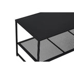 Black Metal Coffee Table with Mesh Shelf