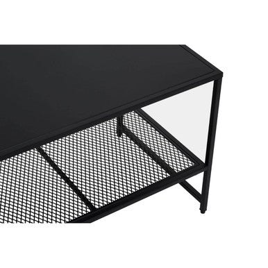 Black Metal Coffee Table with Mesh Shelf