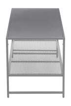 Grey Metal Coffee Table with Mesh Shelf