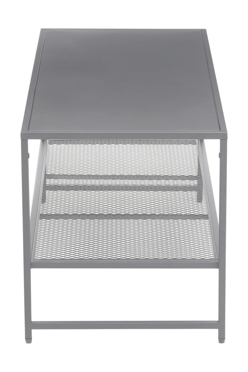 Grey Metal Coffee Table with Mesh Shelf