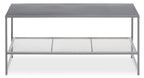 Grey Metal Coffee Table with Mesh Shelf