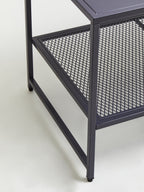 Grey Metal Coffee Table with Mesh Shelf