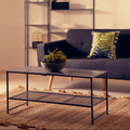Grey Metal Coffee Table with Mesh Shelf