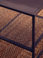 Grey Metal Coffee Table with Mesh Shelf