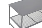 Grey Metal Coffee Table with Mesh Shelf