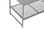 Grey Metal Coffee Table with Mesh Shelf