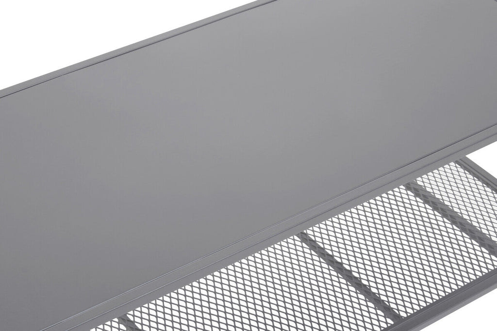 Grey Metal Coffee Table with Mesh Shelf