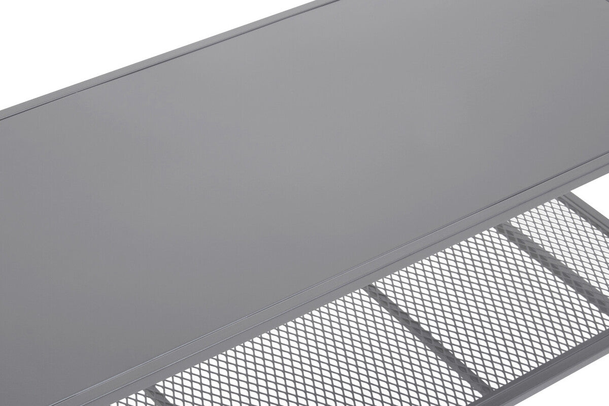 Grey Metal Coffee Table with Mesh Shelf