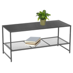 Grey Metal Coffee Table with Mesh Shelf