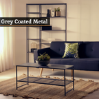 Grey Metal Coffee Table with Mesh Shelf