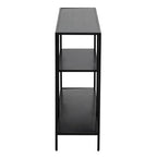 Black Metal Console Table with Rectangular Top and Two-Tier Open Shelf Storage,