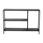 Black Metal Console Table with Rectangular Top and Two-Tier Open Shelf Storage,