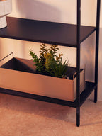 Black Metal Console Table with Rectangular Top and Two-Tier Open Shelf Storage,