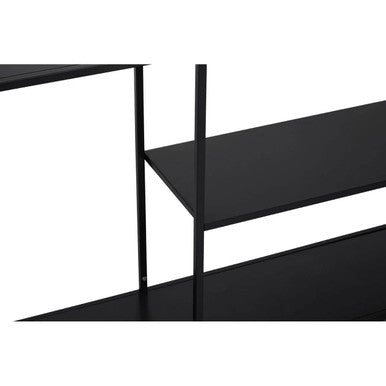 Black Metal Console Table with Rectangular Top and Two-Tier Open Shelf Storage,