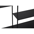 Black Metal Console Table with Rectangular Top and Two-Tier Open Shelf Storage,