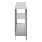 Grey Metal Console Table with Rectangular Top and Two-Tier Open Shelf Storage,