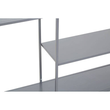 Grey Metal Console Table with Rectangular Top and Two-Tier Open Shelf Storage,