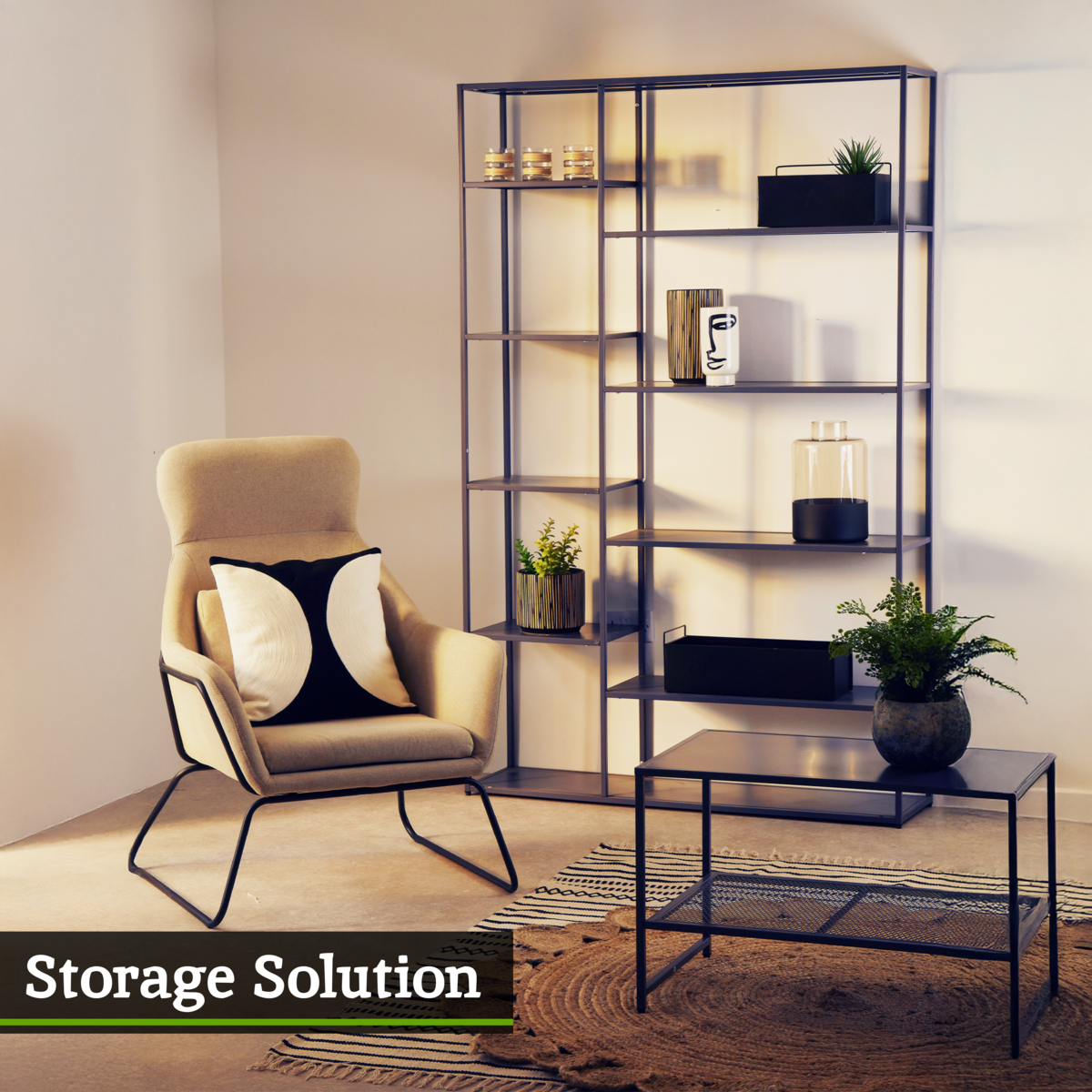 Grey Metal Multi Tier Shelf Unit