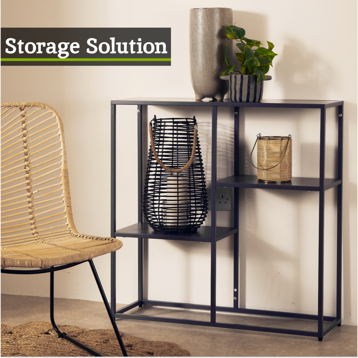 Grey Metal Three Tier Shelf Unit