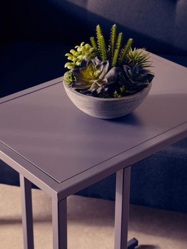 Grey Metal C Shape Side Table