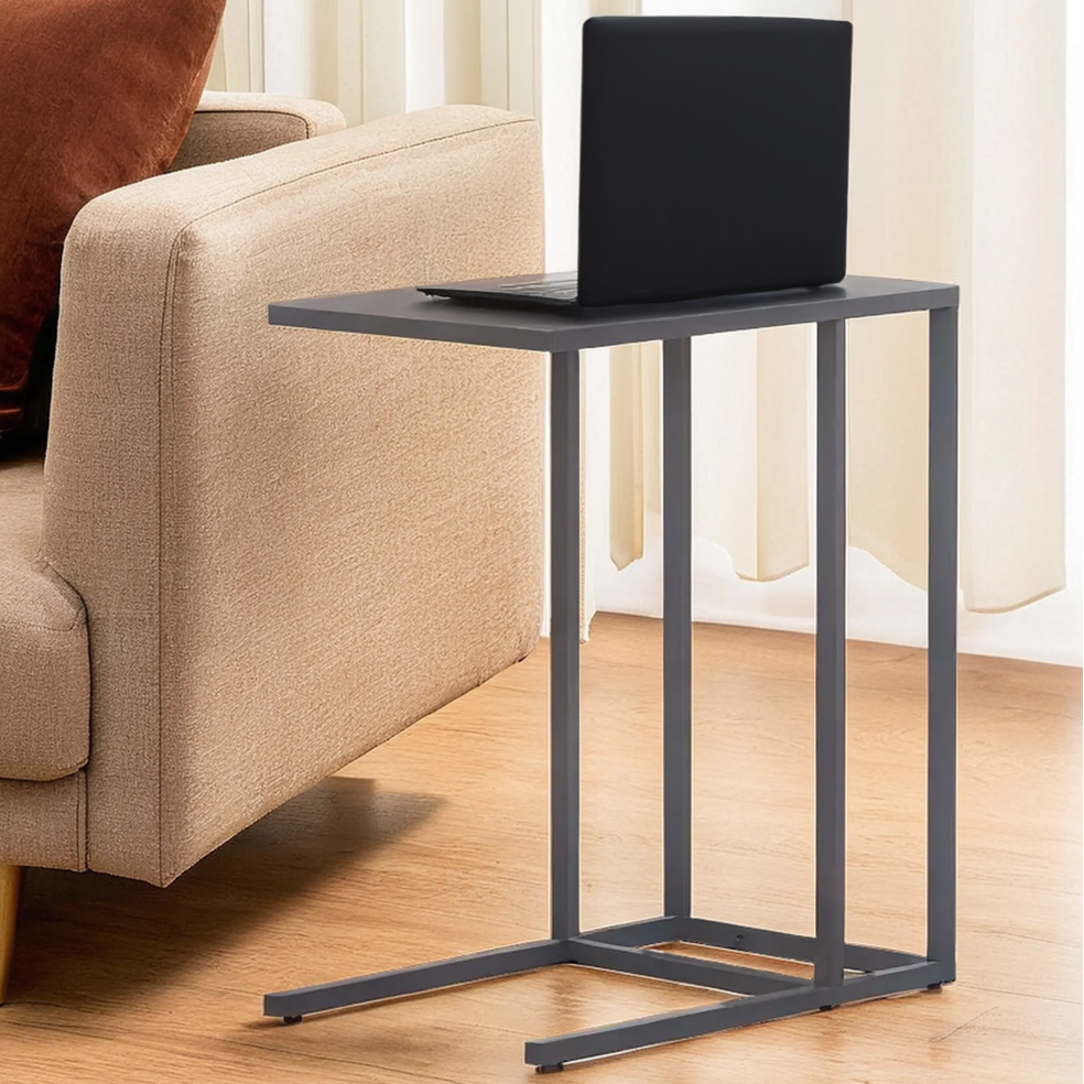 Grey Metal C Shape Side Table