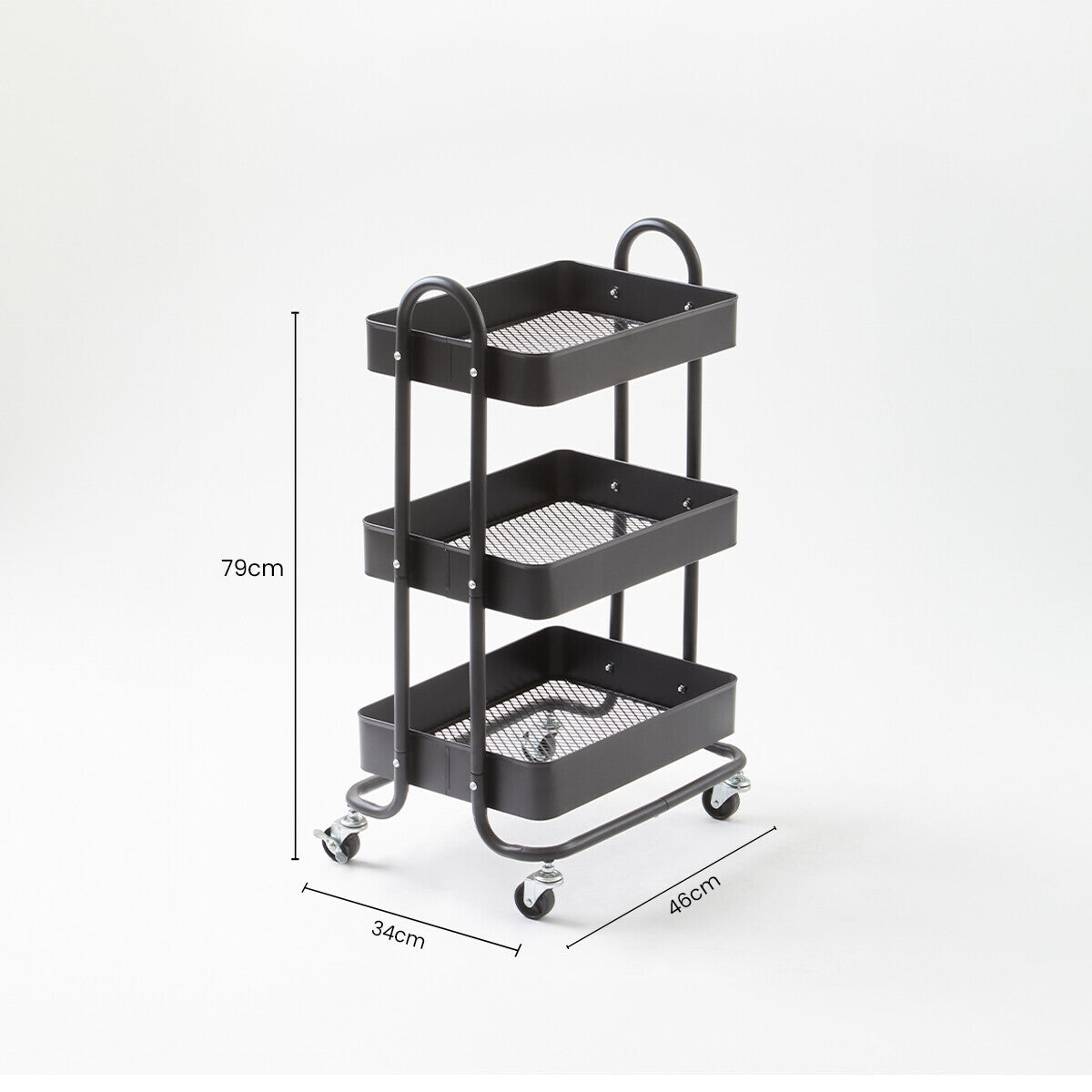 Black Metal Three Tier Trolley