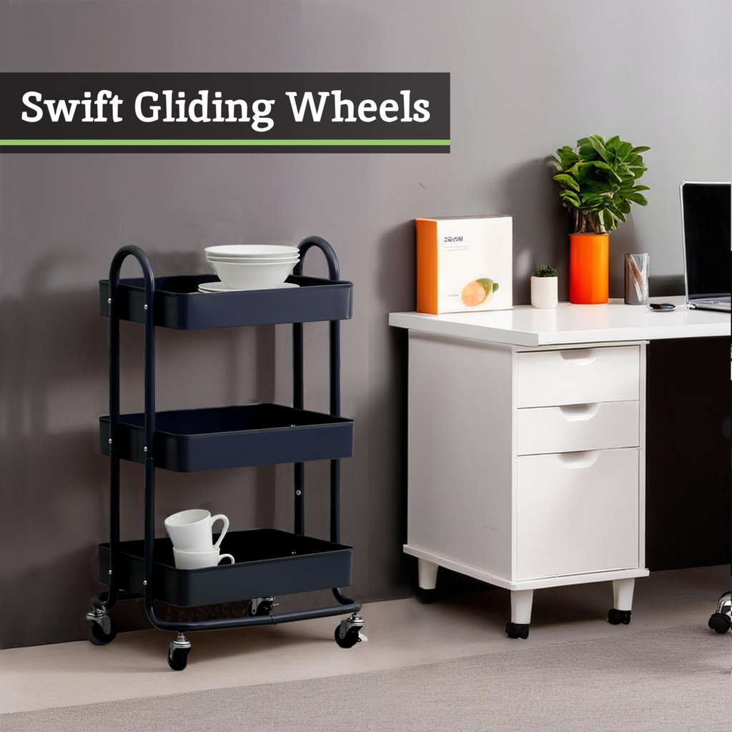 Black Metal Three Tier Trolley