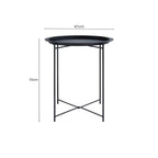 Black Powder Coated Metal Round Side Table with Intersecting Cross Base