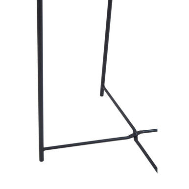 Black Powder Coated Metal Round Side Table with Intersecting Cross Base
