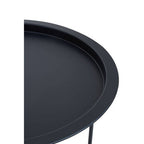 Black Powder Coated Metal Round Side Table with Intersecting Cross Base