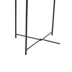 Black Powder Coated Metal Round Side Table with Intersecting Cross Base