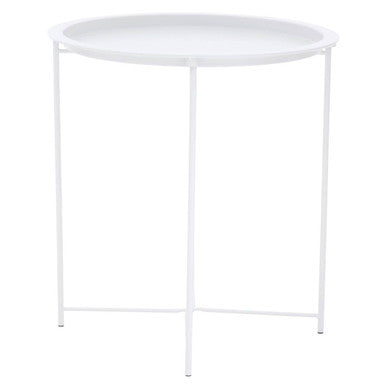 White Metal Round Side Table