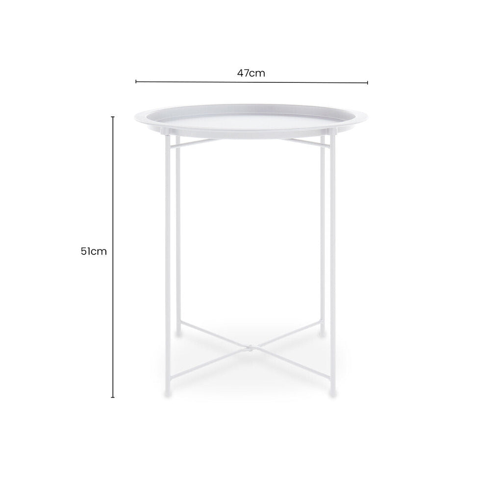 White Metal Round Side Table
