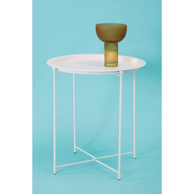 White Metal Round Side Table