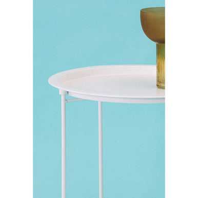 White Metal Round Side Table