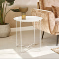 White Metal Round Side Table