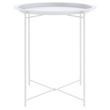 White Metal Round Side Table