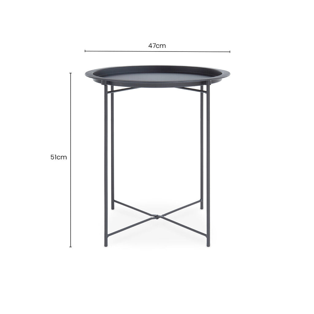 Grey Metal Round Side Table