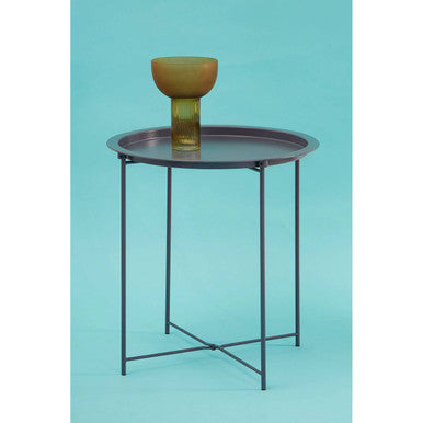 Grey Metal Round Side Table