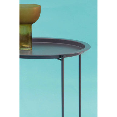 Grey Metal Round Side Table