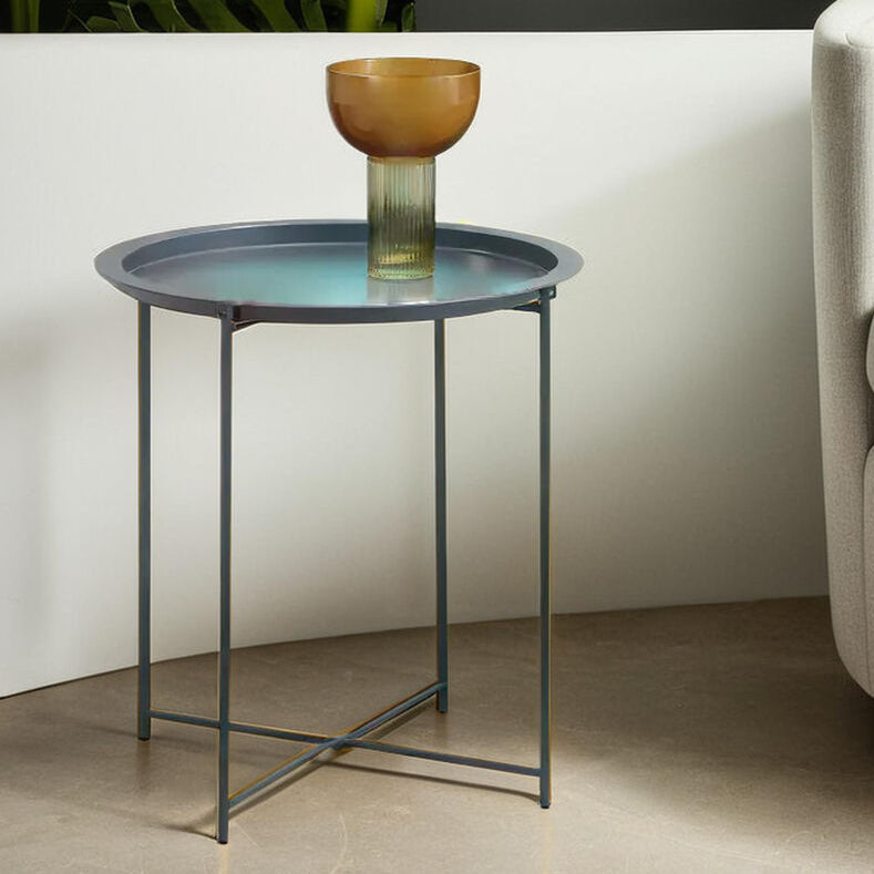 Grey Metal Round Side Table