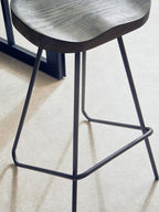 Wooden Bar Stool with Black Finish Legs