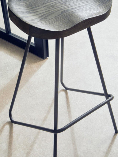Wooden Bar Stool with Black Finish Legs
