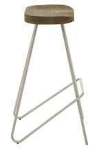 Elm Wood Bar Stool with Silver Finish Frame
