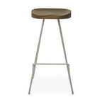 Elm Wood Bar Stool with Silver Finish Frame
