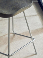 Elm Wood Bar Stool with Silver Finish Frame