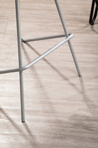Elm Wood Bar Stool with Silver Finish Frame