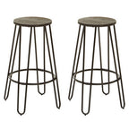 Wooden 3 Piece Bar Table and Stool Set with Black Finish Legs