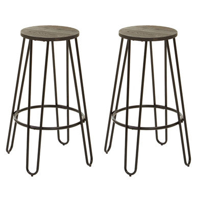Wooden 3 Piece Bar Table and Stool Set with Black Finish Legs