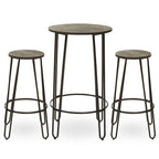 Wooden 3 Piece Bar Table and Stool Set with Black Finish Legs